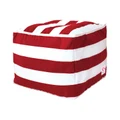 Indosoul St Tropez Outdoor Square Ottoman Bean Bag Cover, Red Stripe