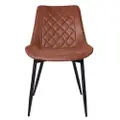 Louis PU Leather & Metal Dining Chair, Antique Tan