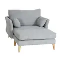 Monet Fabric Lounge Armchair with Ottoman, Pebble