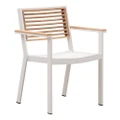 Indosoul St Lucia Teak Timber & Metal Outdoor Dining Armchair, White