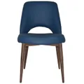 Albury Commercial Grade Vinyl Dining Chair, Metal Leg, Blue / Light Walnut