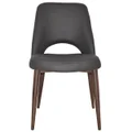 Albury Commercial Grade Vinyl Dining Chair, Metal Leg, Charcoal / Light Walnut