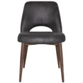Albury Commercial Grade Eastwood Fabric Dining Chair, Metal Leg, Slate / Light Walnut