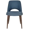 Albury Commercial Grade Gravity Fabric Dining Chair, Metal Leg, Denim / Light Walnut