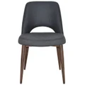 Albury Commercial Grade Gravity Fabric Dining Chair, Metal Leg, Slate / Light Walnut