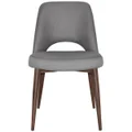 Albury Commercial Grade Gravity Fabric Dining Chair, Metal Leg, Steel / Light Walnut