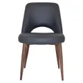 Albury Commercial Grade Pelle / Benito Fabric Dining Chair, Metal Leg, Navy / Light Walnut