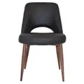 Albury Commercial Grade Pelle / Benito Fabric Dining Chair, Metal Leg, Onyx / Light Walnut