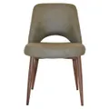 Albury Commercial Grade Pelle / Benito Fabric Dining Chair, Metal Leg, Sage / Light Walnut