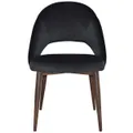 Chevron Commercial Grade Regis Fabric Dining Chair, Metal Leg, Charcoal / Light Walnut