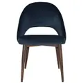 Chevron Commercial Grade Regis Fabric Dining Chair, Metal Leg, Navy / Light Walnut