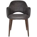 Albury Commercial Grade Eastwood Fabric Dining Armchair, Metal Leg, Slate / Light Walnut