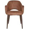 Albury Commercial Grade Eastwood Fabric Dining Armchair, Metal Leg, Tan / Light Walnut