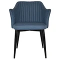 Coogee Commercial Grade Gravity Fabric Dining Armchair, Metal Leg, Denim / Black