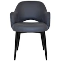 Albury Commercial Grade Pelle / Benito Fabric Dining Armchair, Metal Leg, Navy / Black