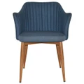 Coogee Commercial Grade Gravity Fabric Dining Armchair, Metal Leg, Denim / Light Oak