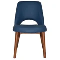 Albury Commercial Grade Vinyl Dining Chair, Timber Leg, Blue / Light Walnut