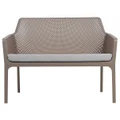 Net Italian Made Commercial Grade Stackable Outdoor Bench with Seat Pad, 116cm, Taupe / Light Grey
