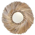 Malolo Abaca Leaf Frame Round Wall Mirror, 55cm, Natural