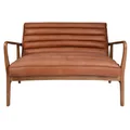 Selstar Leather & Timber Sofa, 2 Seater, Distressed Toffee