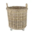 Keto Rattan Round Basket with Castor, Small