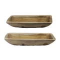 Malaga 2 Piece Teak Timber Rectangular Boat Bowl Set