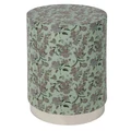 Hunter PU Leather Round Accent Stool / Side Table, Floral Turquoise