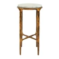 Aries Marble Topped Iron Round Side Table, Small, Antique Gold