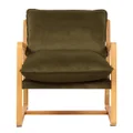Malibu Velvet Fabric & Oak Timber Armchair, Olive / Natural