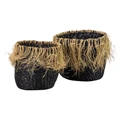 Weeton 2 Piece Seagrass Basket Set, Black