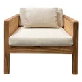 Fresno Timber & Rattan Armchair with Cushions, Natural