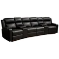 Picton Leather Electric Recliner Sofa, 4 Seater, Black