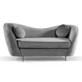 Galliano Velvet Fabric Sofa, 2 Seater, Grey