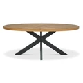 Cicala Oak Timber & Metal Oval Dining Table, 200cm