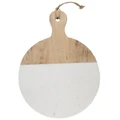 Macnevin Marble & Mango Wood Round Paddle Serving Board, 25x35cm