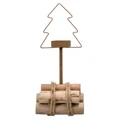 Paschal Paulownia Wood & Iron Christmas Tree Tealigh Holder, Medium