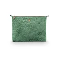 Pip Studio Quilted Velvet Fabric Large Cosmetic Flat Pouch, Green
