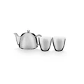 VTWonen Michallon Porcelain 3 Piece Teapot & Cuddle Mug Set, Silver