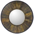 Valentina Mango Wood Frame Round Wall Mirror, 120cm