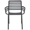 Doga Italian Made Commercial Grade Stackable Indoor / Outdoor Carver Dining Chair, Anthracite