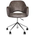Albury Commercial Grade Eastwood Fabric Gas Lift Office Armchair, V2, Donkey / Silver