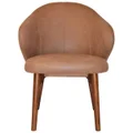 Hugo Commercial Grade Pelle Fabric Dining Chair, Timber Leg, Tan / Light Walnut
