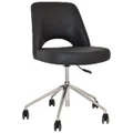 Albury Commercial Grade Pelle / Benito Fabric Gas Lift Office Chair, V2, Onyx / Silver
