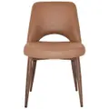 Albury Commercial Grade Pelle / Benito Fabric Dining Chair, Metal Leg, Tan / Light Walnut
