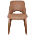 Albury Commercial Grade Pelle / Benito Fabric Dining Chair, Timber Leg, Tan / Light Walnut