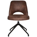Albury Commercial Grade Eastwood Fabric Swivel Dining Chair, V2 Trestle Leg, Bison / Black