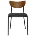Marco Commercial Grade Steel Dining Chair, Vinyl Seat, Light Walnut / Black