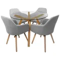 Finland 5 Piece Round Dining Table Set, 110cm, with Grey Milan Chair