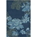 Wedgwood Fabled Floral Hand Tufted Designer Wool Rug, 350x250cm, Navy