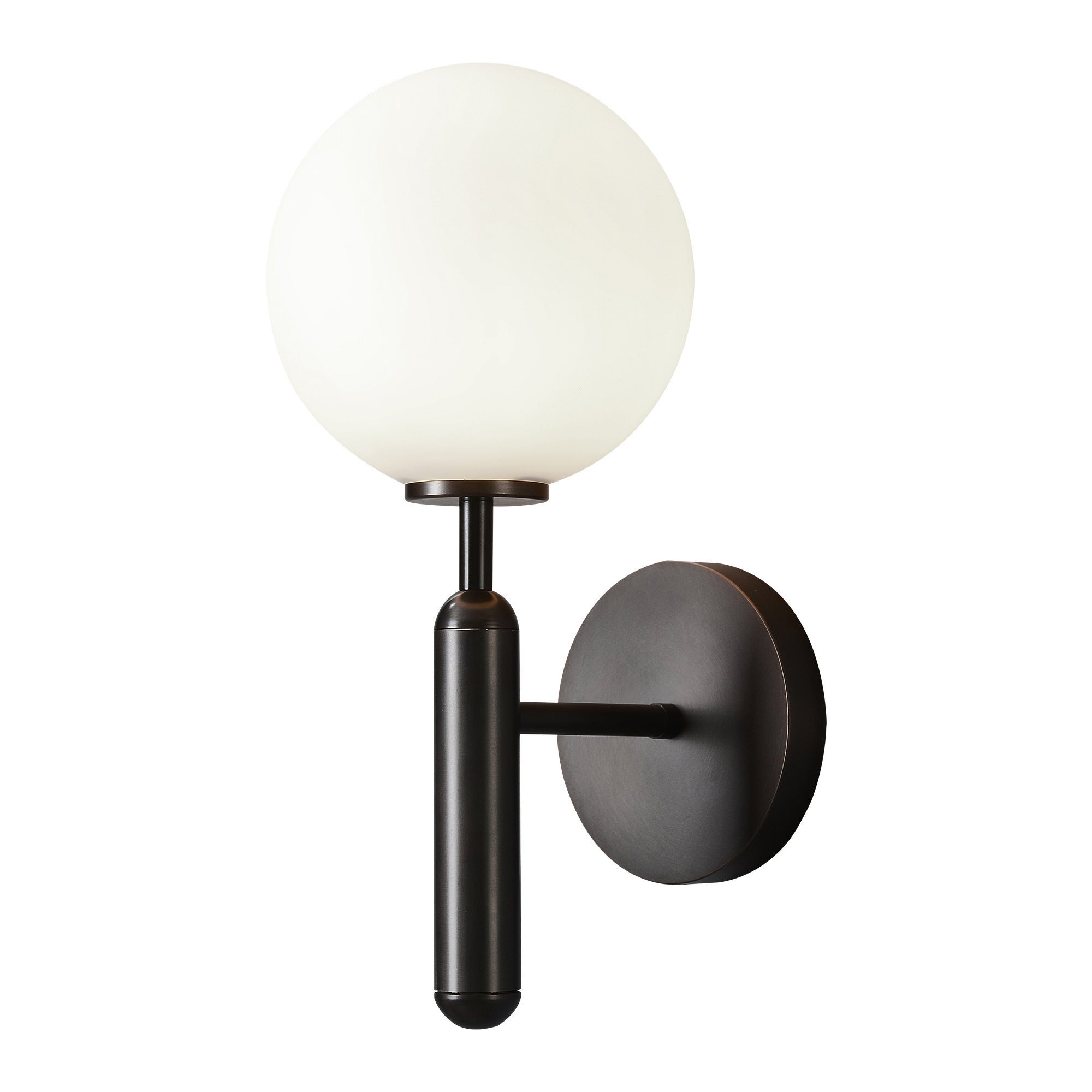 Omo Glass Ball Wall Sconce, Black / Opal
